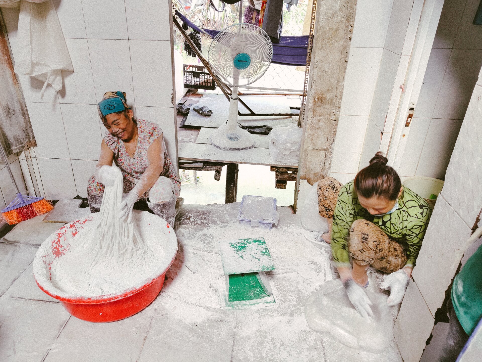 noodle factory workers